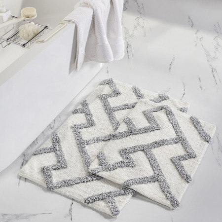 Modern Threads 2pk 100% Cotton Textured bath mat  Charcoal 5BTTX2PE-CHR-ST